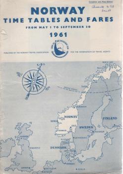 Norway Timetables and Fares From May 1 to September 30 1961