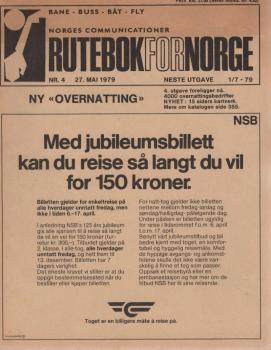 Kursbuch Norwegen 1979 / Rutebok for Norge (Norges Communicationer) ; Nr. 4. 27. Mai 1979.
