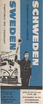 Sweden Timetable 1959 Summary, valid from 31.V to 31.VIII 1959 / Schweden Fahrplan 1959 Auszug, gültig ab 31.V. bis zum 31.VIII 1959.