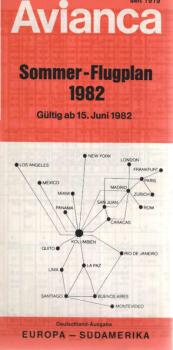 Avianca Sommer - Flugplan 1982 Gültig ab 15. Juni 1982