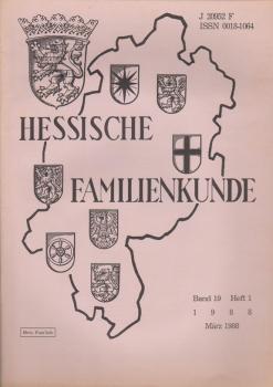 Hessische Familienkunde; März 1988, Band 19/ Heft 1.