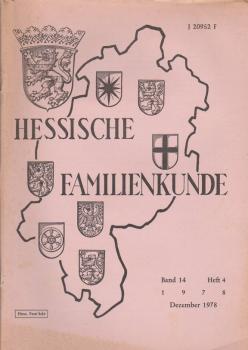 Hessische Familienkunde; Dez. 1978, Band 14/ Heft 4.
