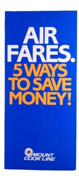 Air Fares. 5 Ways to save money. [Faltblatt]