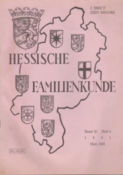 Hessische Familienkunde; März 1991, Band 20/ Heft 5.