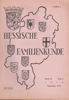 Hessische Familienkunde; Sept. 1978, Band 14/ Heft 3.