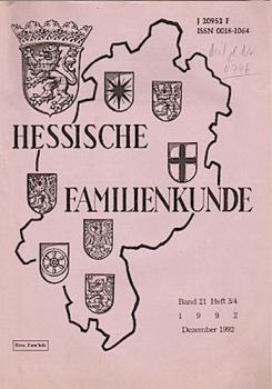 Hessische Familienkunde; Dez. 1929, Band 21/ Heft 3/4.