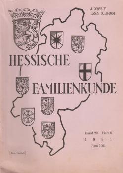 Hessische Familienkunde; Jun. 1991, Band 20/ Heft 6.