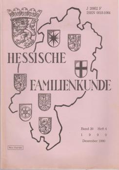 Hessische Familienkunde; Dez. 1990, Band 20/ Heft 4.