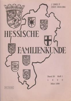 Hessische Familienkunde; März 1990, Band 20/ Heft 1.