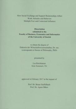 How Social Exchange and Support Relationships Affect Work Attitudes and Behavior: Multiple Foci and Contextual Influence.
