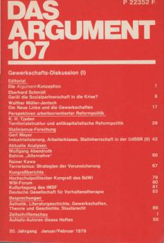 Das Argument. Zeitschrift für Philosophie und Sozialwissenschaften. Nr. 107. Gewerkschafts-Diskussion (1)