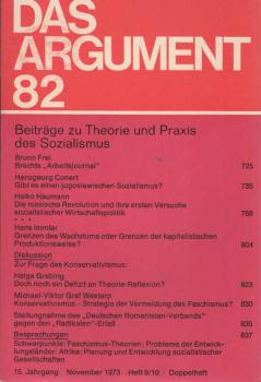 Das Argument. Zeitschrift für Philosophie und Sozialwissenschaften. Nr. 82 - Beträge zu Theorie und Praxis des Sozialismus