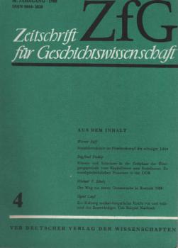 Zeitschrift für Geschichtswissenschaft (ZfG). Heft 4, 36 Jahrgang, 1988.