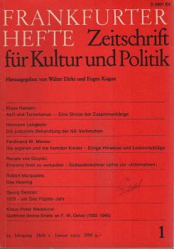 Frankfurter Hefte. Zeitschrift für Kultur und Politik. 34. Jahrgang, Heft 1, Januar 1979