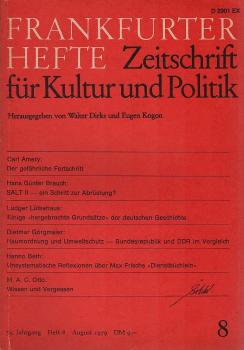 Frankfurter Hefte. Zeitschrift für Kultur und Politik. 34. Jahrgang, Heft 8, August 1979