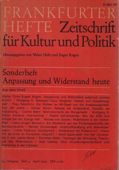 Frankfurter Hefte. Zeitschrift für Kultur und Politik. 34. Jahrgang, Heft 4, April 1979 : Sonderheft Anpassung und Widerstand heute