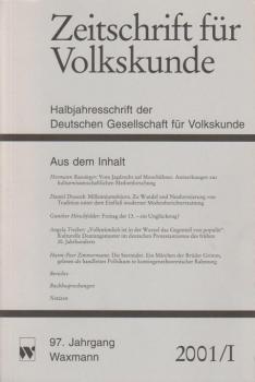 Zeitschrift für Volkskunde. Halbjahresschrift der Deutschen Gesellschaft für Volkskunde; 97. Jg. 2001/ 1.Halbjahresband (darin u.a. Angela Treiber, "Volkstümlich ist in der Wurzel das Gegenteil von populär". Kulturelle Deutungsmuster im deutschen Protesta