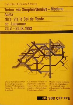 Faltblatt - Fahrplan Horaire Orario. Torino via Simplion/Genéve - Modane. 23.V.-25.IX.1982.