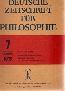 Deutsche Zeitschrift für Philosophie. 20. Jahrgang 1972.