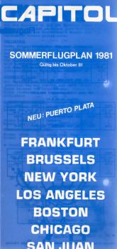 Sommerflugplan 1981. Gültig bis Oktober 81. Frankfurt - Brussels - New York - Boston ... [Faltblatt]