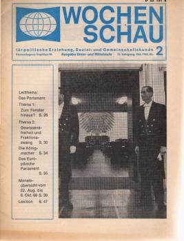 Wochenschau für politsche Erziehung, Sozial- und Gemeinschaftskunde. 21. Jahrgang, Oktober, 1969, Nr. 2. Leitthema: Das Parlament.