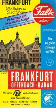 Frankfurt, Offenbach, Hanau : Stadtplan u. Stadtführer ; mit allen FVV-Verkehrslinien u. Taxenständen.