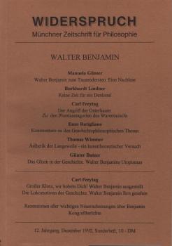 Widerspruch. Münchner Zeitschrift für Philosophie; Sonderheft Walter Benjamin