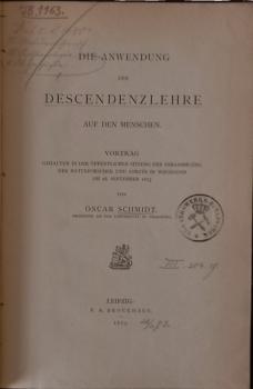 Die Anwendung der Descendenzlehre auf den Menschen.
