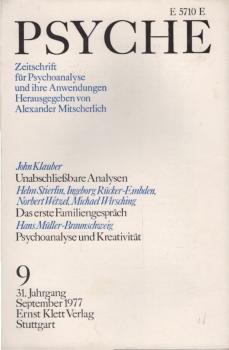 Psyche. Zeitschrift für Psychoanalyse und ihre Anwendungen. 31. Jahrgang, 9. Heft, September 1977