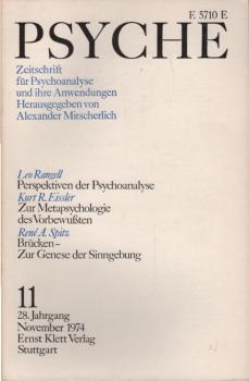 Psyche. Zeitschrift für Psychoanalyse und ihre Anwendungen. 28. Jahrgang, 11. Heft, November 1974
