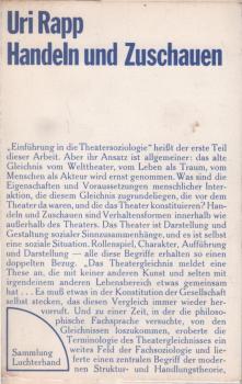 Handeln und Zuschauen : Untersuchungen über d. theatersoziolog. Aspekt in d. menschl. Interaktion.
