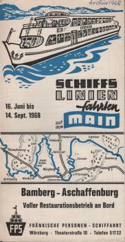 Schiffslinienfahrten auf dem Main 16. Juni bis 14. Sept. 1968. Bamberg - Aschaffenburg [Faltblatt]