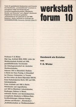 Handwerk als Erzieher/ werkstattforum; 10