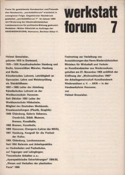 Festvortrag zur Verleihung von Auszeichnungen des Herrn Niedersächsischen Ministers für Wirtschaft und Verkehr an Kunsthandwerker aus Niedersachsen, gehaltem am 27. November 1965 anläßlich der Eröffnung der "Weihnachtsschau 1965" der Arbeitsgemeinschaft K