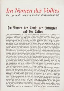 Im Namen des Volkes : Wilhelm-Lehmbruck-Museum d. Stadt Duisburg, 6.5. - 22.7.1979 ; [d. "gesunde Volksempfinden" als Kunstmassstab].