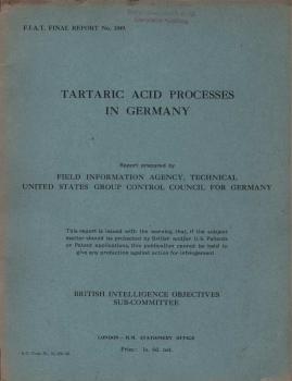 Tartaric acid processes in Germany (=  Fiat final report, 1049)