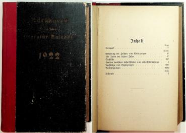 Kürschners Deutscher Literatur Kalender auf das Jahr 1922. Vierziegster Jahrgang. Mit zwei Porträts