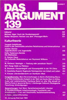 Das Argument 139. Kulturtheorie.