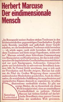 Der eindimensionale Mensch : Studien z. Ideologie d. fortgeschrittenen Industriegesellschaft.