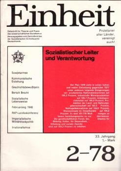 Einheit : Zeitschrift für Theorie und Praxis des Wissenschaftlichen Sozialismus. Heft 2, 33. Jahrgang.