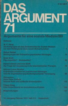 Das Argument. Zeitschrift für Philosophie und Sozialwissenschaften; Nr. 71: Argumente für eine soziale Medizin 3.