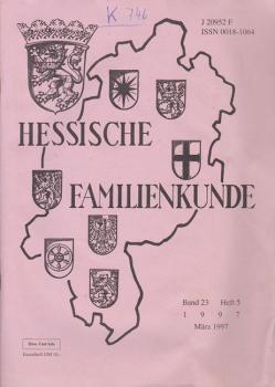 Hessische Familienkunde; März 1997, Band 23/ Heft 5.