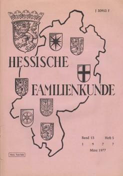 Hessische Familienkunde; Band 13, 1977 Heft 5.