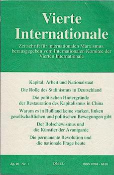 Zeitschrift für internationalen Marxismus. Vierte Internationale; Jg.20/ Nr.1.