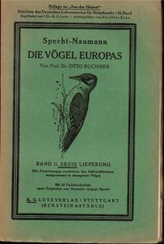 Specht-Naumann - Die Vögel Europas. Band II, erste Lieferung (= Beilage zu "Aus der Heimat". Schriften des Deutschen Lehrervereins für Naturkunde/ 44. Band).