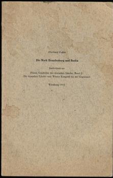 Die Mark Brandenburg (= Sonderdruck aus: Ploetz, Geschichte der deutschen Länder, Band 2: Die deutschen Länder vom Wiener Kongreß bis zur Gegenwart)