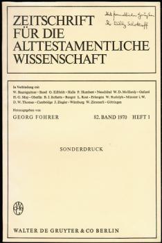 Das Weinberglied Jesajas (Jes. 5 1-7). Ein Beitrag zur Geschichte der Parabel (= Sonderdruck aus: Zeitschrift für die alttestamentliche Wissenschaft; 82. Band 1970/ Heft 1)