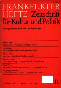 Frankfurter Hefte. Zeitschrift für Kultur und Politik. Heft 11, November 1980