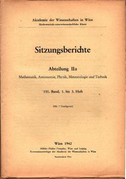 Sitzungsberichte : Abteilung 2a ; 151. Band, 1. bis 3. Heft