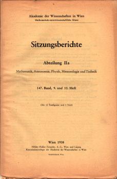 Sitzungsberichte : Abteilung 2a ; 147. Band, 9. und 10. Heft